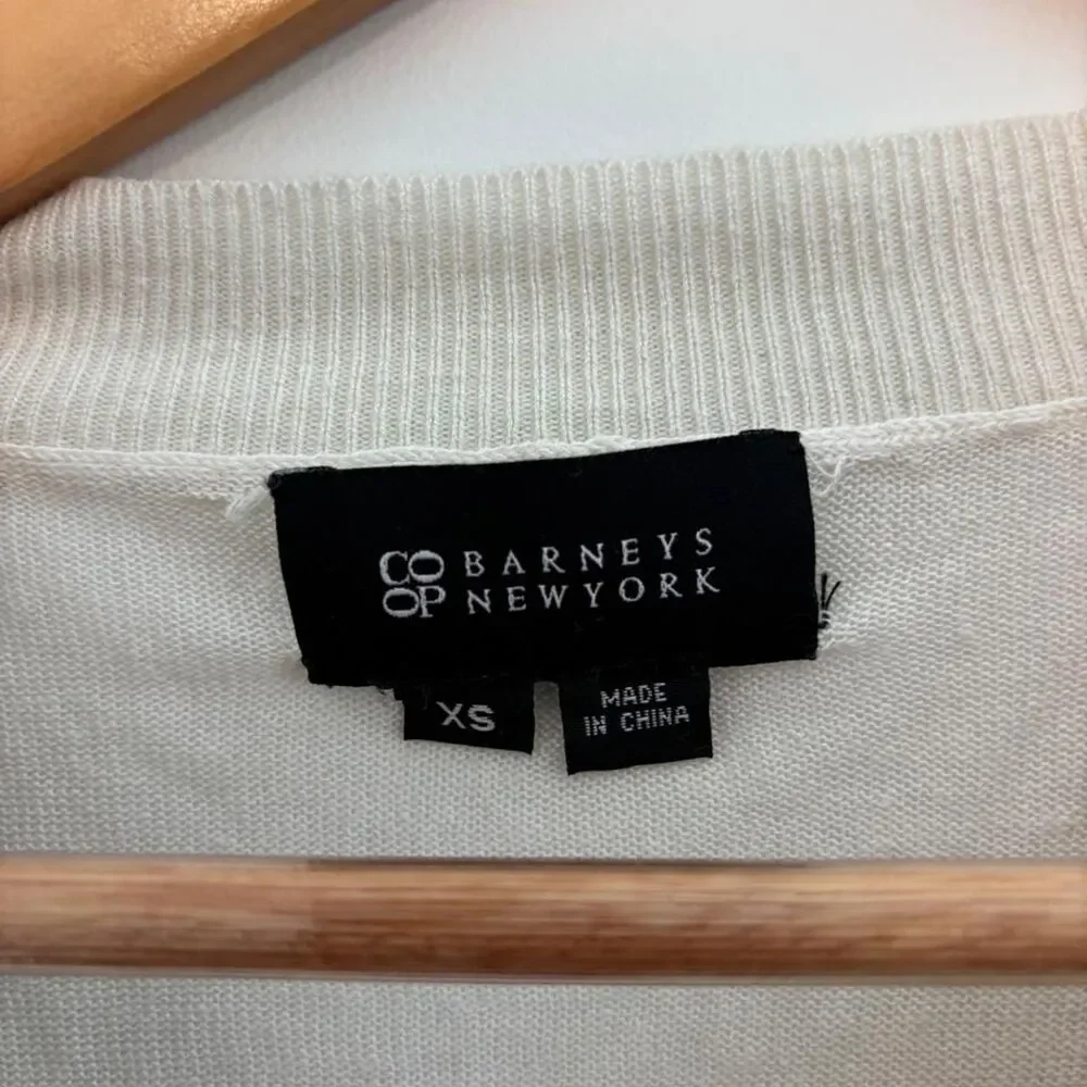 Barney-s Men's White and Cream T-shirt